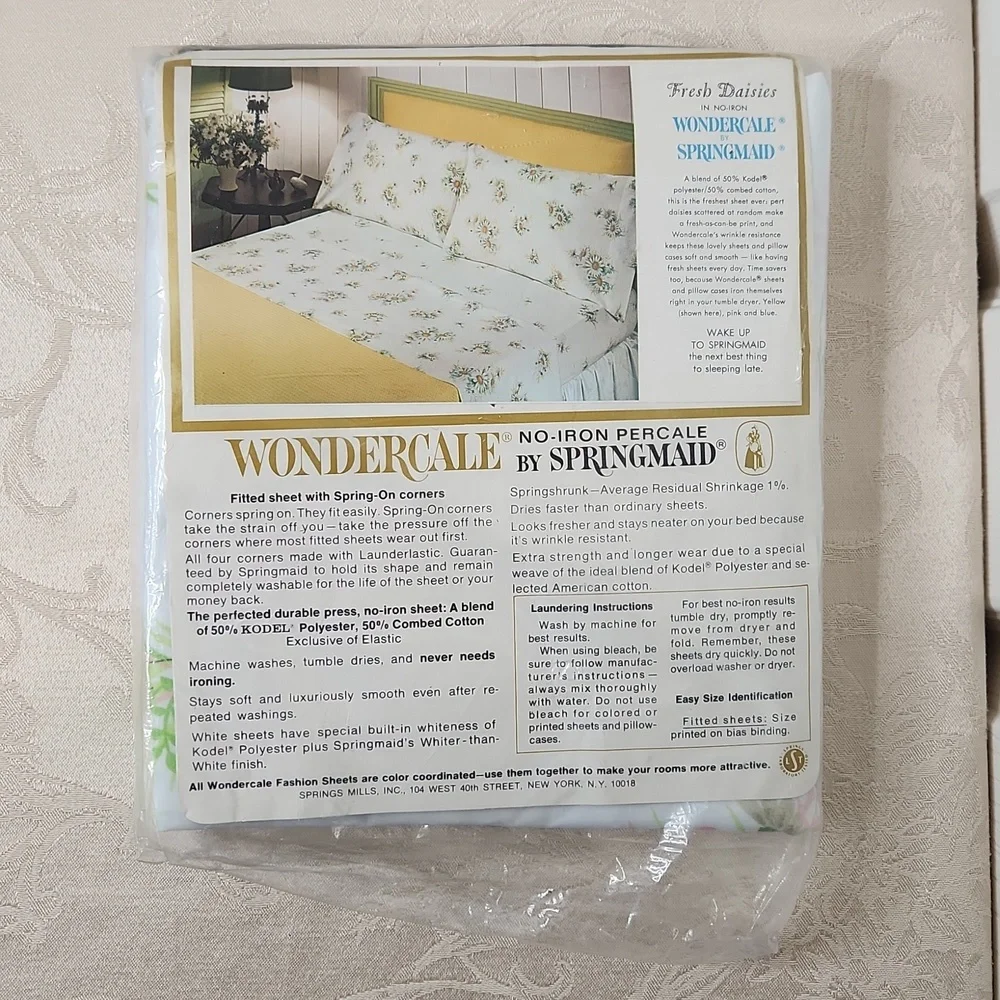Vintage Wondercale by Springmade twin fitted sheet fresh daisies NWT